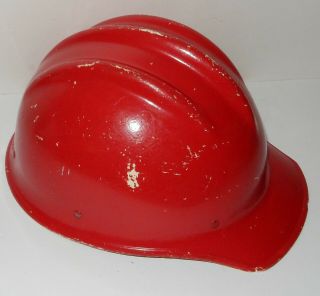 Painted Red Vintage White Fiberglass Hard Boiled Bullard 502 Hard Hat Ironworker