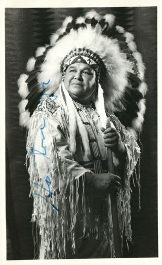 American Indian Chief Signed Vintage Real Photo Postcard Rppc La Crosse Wi