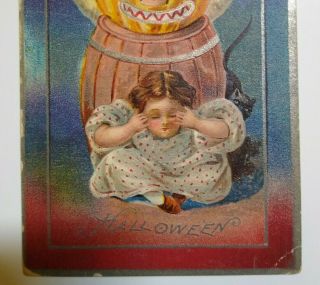 Vintage Halloween Postcard Nash Black Cat Barrel Moons Antique Embossed Series 5 3
