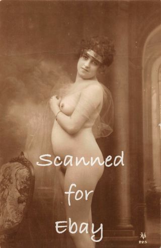 Rppc French Nude Woman Lady Vintage Ca.  1920s Real Photo Postcard (75)