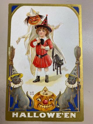 Vtg Halloween Postcard " Hallowe 