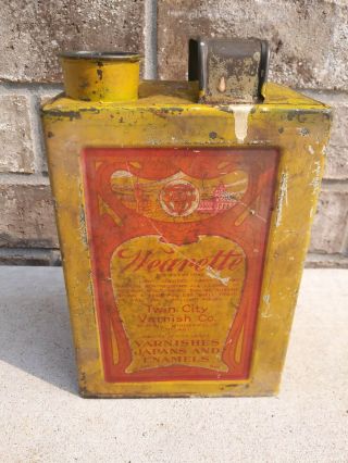 Vintage Wearette Twin Cities Varnish Company Half Gallon Oil Can St Paul,  Mn.
