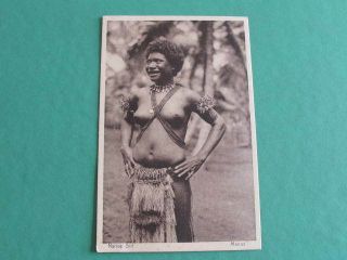 Manus Island Native Girl Vintage Ethnic Postcard Papua Guinea
