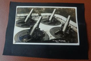 Vintage Rppc Postcard 4 12 " Mortars Fort Worden Point Townsend Washington 1920 