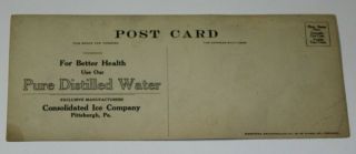Vintage Oversized Postcard Pure Distilled Water Pittsburgh Pa Advertisement 2