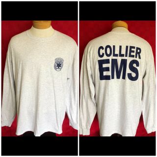 Vintage Collier County Naples Florida Ems Emt Long Sleeve Us Gray Shirt