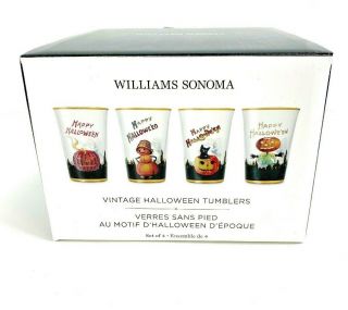 Williams Sonoma Set Of 4 Vintage Halloween Tumbler Cup Glasses With Tag