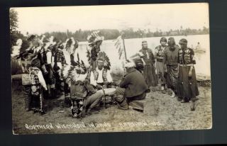 Vintage Real Picture Postcard Native American Indian Tribe North Wisconsin Rppc