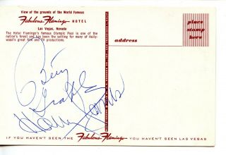 Autograph Betty Grable - Harry James - Flamingo Hotel - Las Vegas - Vintage Postcard