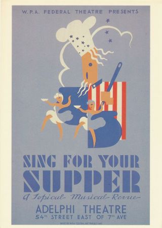 Vintage Advertising Postcard Sing For Your Supper Musical Silkscreen Poster Arts