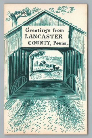 Lancaster Pa Covered Bridge—vintage Advertising Pennsylvania County 1950s
