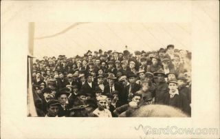 Rppc Large Crowd Of Onlookers Azo Real Photo Post Card Vintage