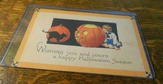 Antique/vintage Wishing You And Yours A Happy Halloween Season Postcard Gibson