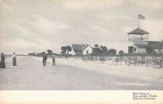 Pass - A - Grille Florida Bath House And Beach Scene Vintage Postcard Aa21747