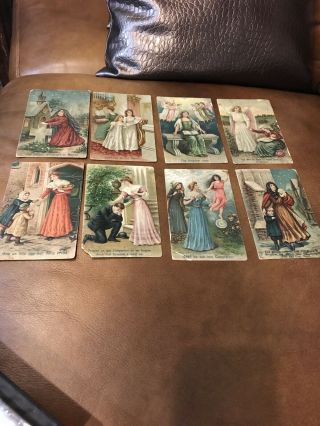 8 Vintage Postcards With The Complete “the Lords Prayer”,  Very Old,