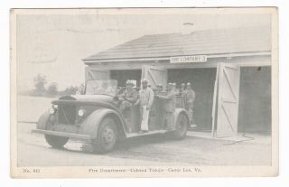 1944 Camp Lee Va Fire Department Black Troops Vintage Postcard Virginia Old