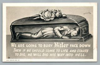 " Bury Hitler Face Down Dig His Way To Hell " Vintage Wwii Propaganda Pc 1940s