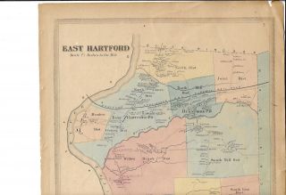 1869 East Hartford,  Ct. ,  Vintage Map,  Not A Reprint