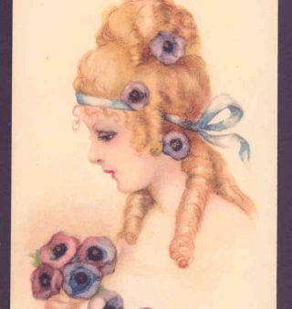 .  Sweet Innocence,  H.  Petersen Lady With Poppies,  Poppy,  Art Deco,  Old Postcard