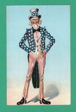 Early Vintage Patriotic Postcard Portrait Of Uncle Sam