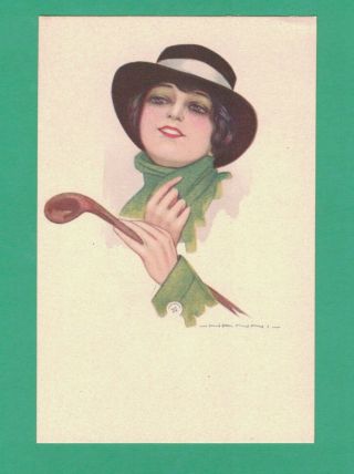 Vintage Nanni Art Postcard Lady Hat Riding Crop