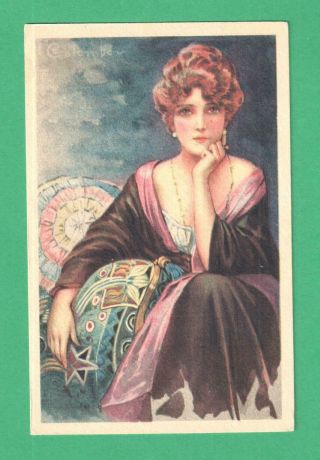 Vintage Colombo Art Postcard Lady Red Hair Decorative Pillows