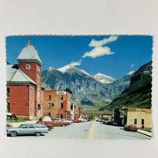 Vintage Sheridan Hotel,  Telluride Main Street,  Colorado Co Postcard