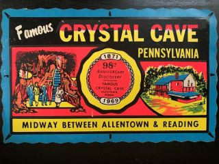 Vintage Postcard 1969 Famous Crystal Caves 98th Anniversary.  Kutztown Pa