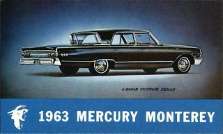 Cars 1963 Mercury Monterey Chrome Postcard Vintage Post Card