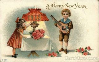Year/children A Happy Year Antique Postcard Vintage Post Card