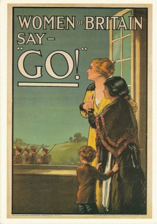 Vintage Advertising Postcard Ww1 Poster Women Of Britain Say Go Historical 1915