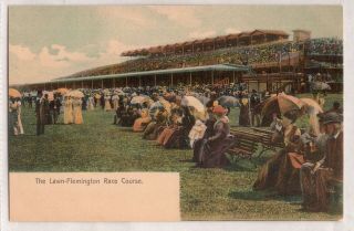 Vintage Postcard The Lawn - Flemington Race Course Melbourne Victoria 1900s