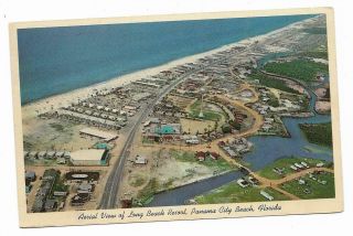 Vintage Florida Chrome Postcard Panama City Beach Aerial View Long Beach Resort