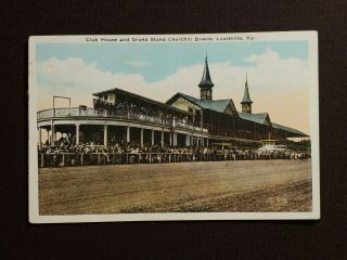 Vintage Postcard Club House & Grand Stand Churchill Downs,  Louisville Ky