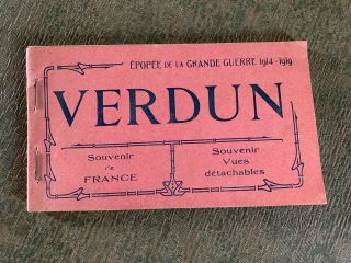 Vintage Wwi French Souvenir Postcard Book Verdun France 1914 - 19