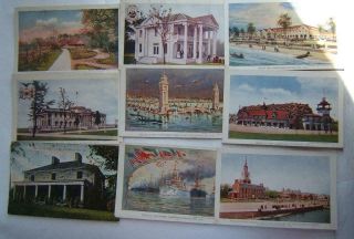 9 Vintage 1907 Jamestown Exposition Souvenir Postcards
