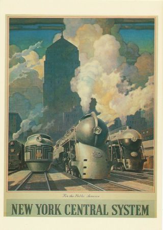 Vintage Advertising Postcard For The Public Service Ny Central System 1990s