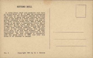Native American Sitting Bull G.  I.  Groves Antique Postcard Vintage Post Card 2