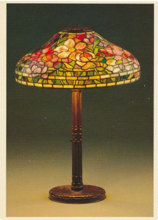 Vintage Dover Postcard 1990 - Tiffany Lamps - Summer Peony Lamp Shade Signed