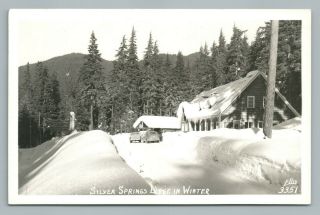 Silver Springs Lodge Snoqualmie Forest—naches Pass Rppc Rare Vintage Photo 1950s