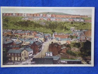 Vintage Colour Postcard " James Street,  Tredegar "