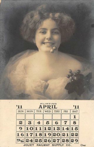 Rppc Joliet Railway Supply Co.  Chicago,  Il April 1911 Calendar Vintage Postcard