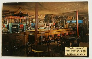 Vintage Postcard Juneau Alaska Red Dog Saloon Interior World Famous Saloon Bar