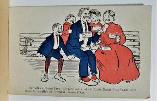 Vintage Comic Navel Post Card,  1908.  " The Folks At Home Have Just Received " Rare