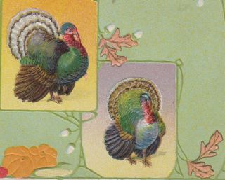 Arts & Crafts Thanksgiving Poem Turkeys Vintage Postcard