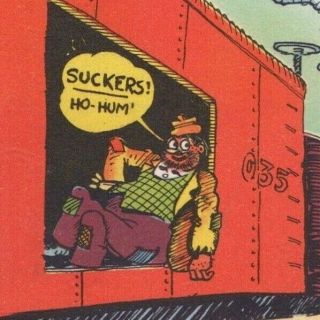 Vintage Comic Hobo Train Railroad Travel Passenger Car Stowaway Humor Postcard
