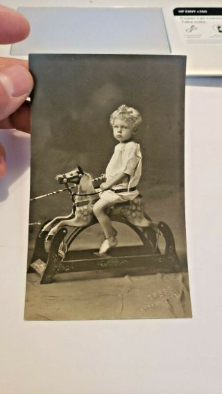 1905 - 15 Rppc,  Young Girl On Rocking Horse,  Vintage Postcard