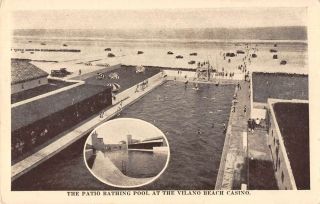 St Augustine Florida Vilano Beach Casino Swimming Pool Vintage Postcard Aa22041