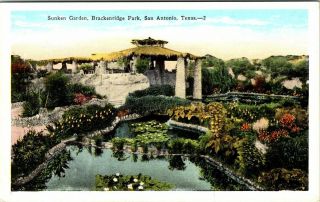 San Antonio,  Texas Sunken Tea Garden Brackenridge Park Vintage Postcard