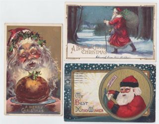 3 Vintage Jolly Santa Claus Pc 